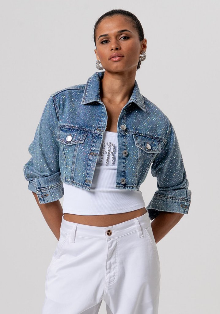 CAZADORA CROPPED BRILLOS