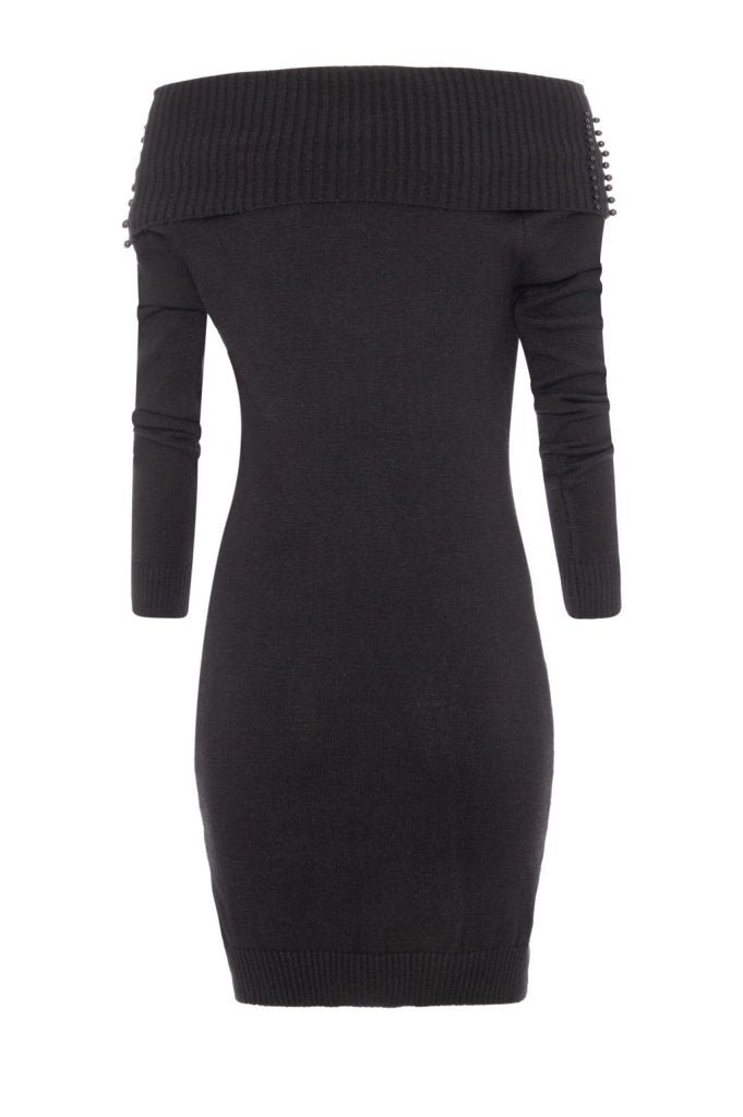 VESTIDO PUNTO PERLAS CUELLO