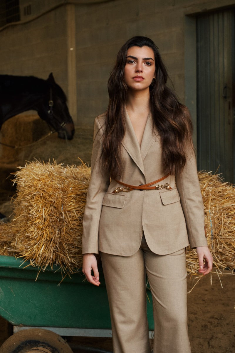 BLAZER TRAJE LANA CINTURÓN CRUZADO