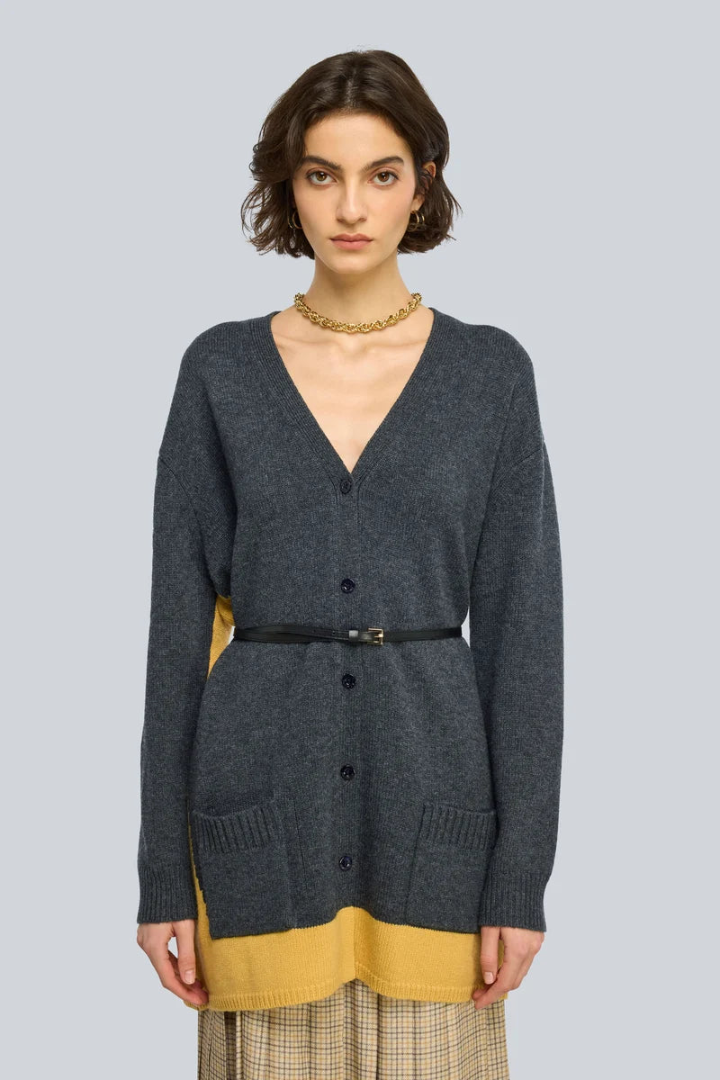 CARDIGAN MOSTAZA GRIS